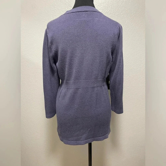 VINTAGE Ann Taylor Purple Knit Crewneck Cardigan Large - Picture 4 of 6